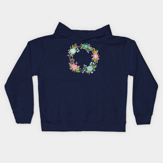 Floral fresh spring wreath Kids Hoodie by bigmomentsdesign